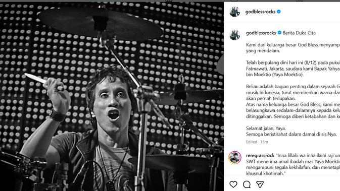 Yaya Moektio Mantan Drummer Meninggal Dunia